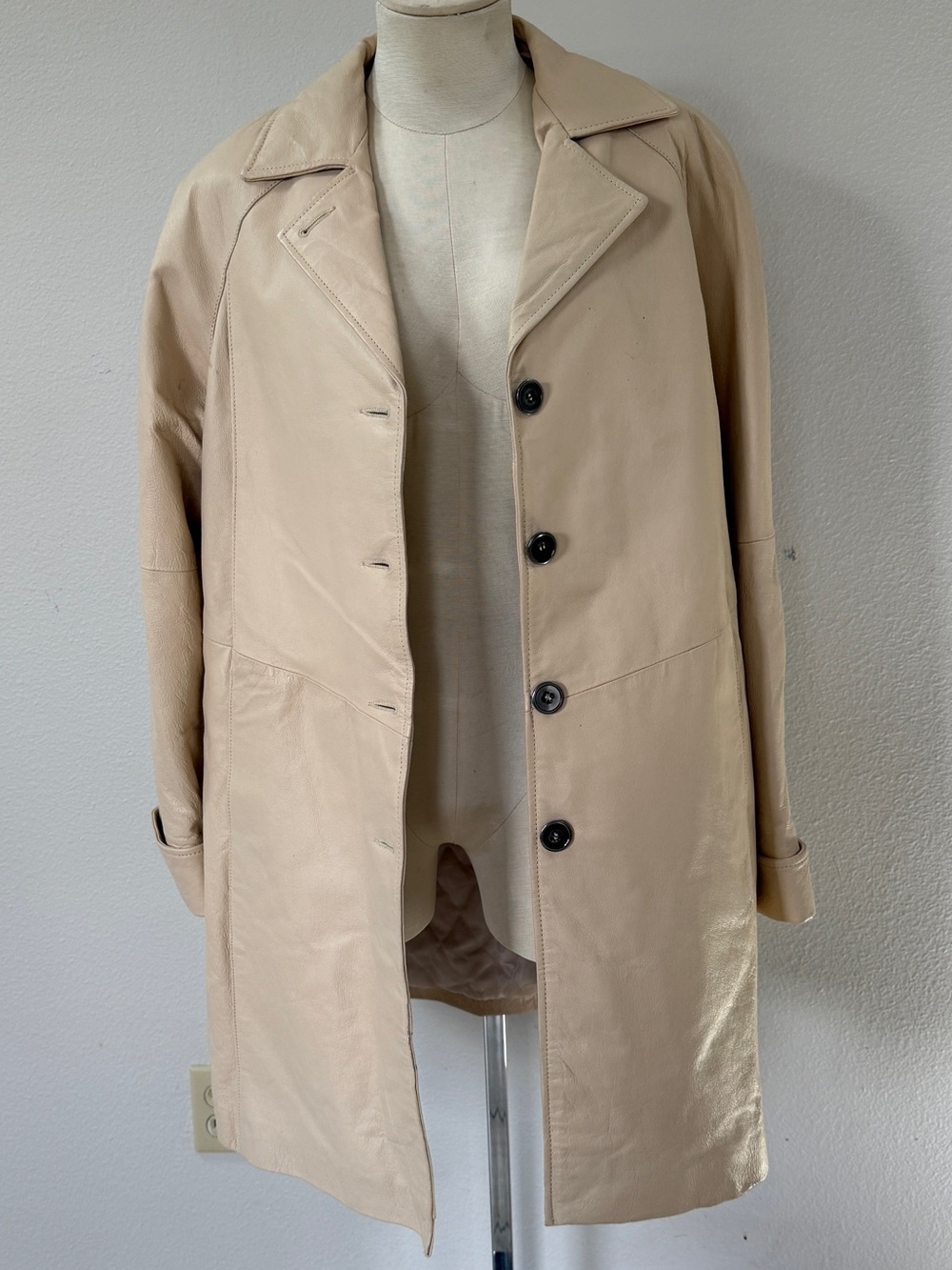 Cream Genuine Leather Jacket